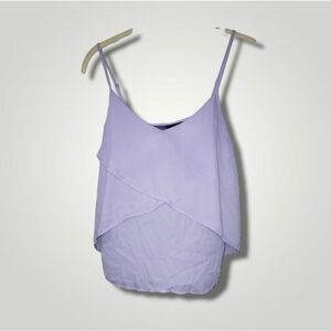 Kaari blue Up Cycled lavender ruffle flowy blouse tank top Small